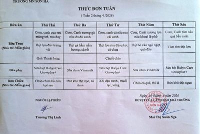 Thực đơn tuần 2/4/2026