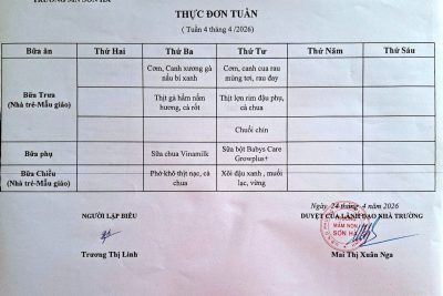 Thực đơn tuần 4/4/2026